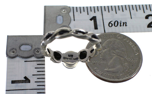 Jet Authentic Sterling Silver Southwest Jewelry Ring Size 7-1/4 RX88337